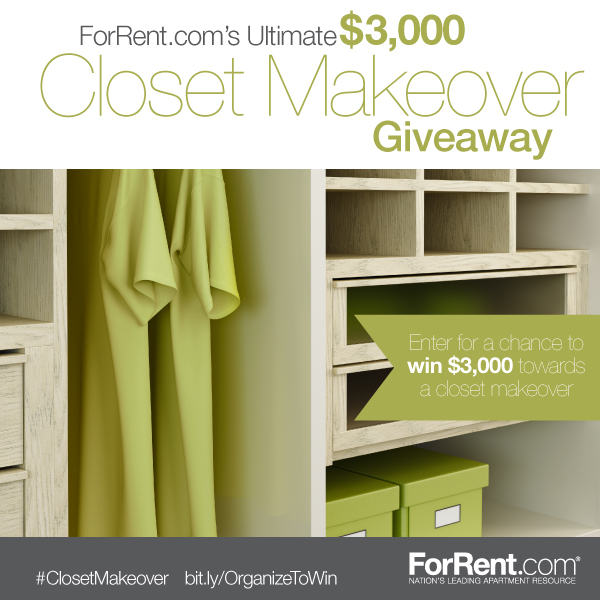 ForRent.com's Ultimate Closet Makeover contest giveaway. #ClosetMakeover #Pinterest #organization #win $3,000