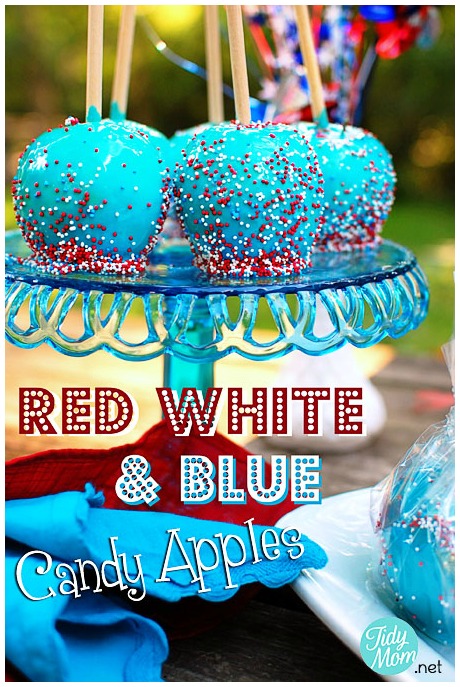 Red White & Blue Candy Apples at TidyMom.net