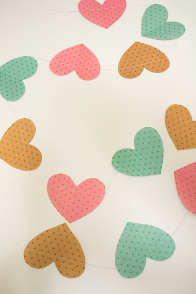 DIY Sewn Paper Heart Garland