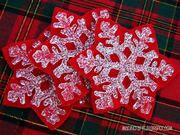 Dollar Store Ornaments Snowflake Coasters