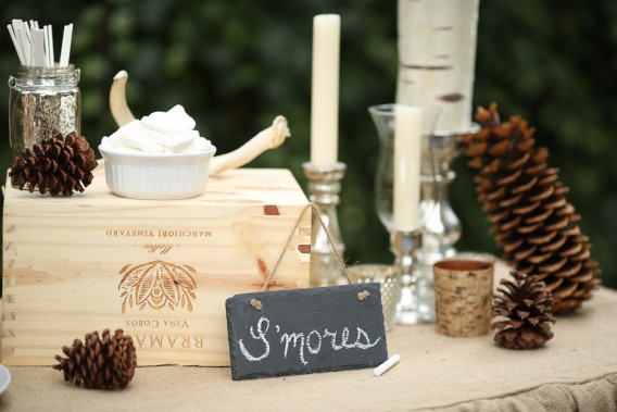 Use mother nature to create a rustic inspired s'mores bar