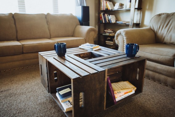 ForRent.com - Building a crate coffee table. This looks really cool!