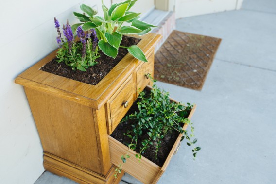 Garden planter made from a side table!