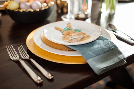 A hipster bunny Easter tablescape.