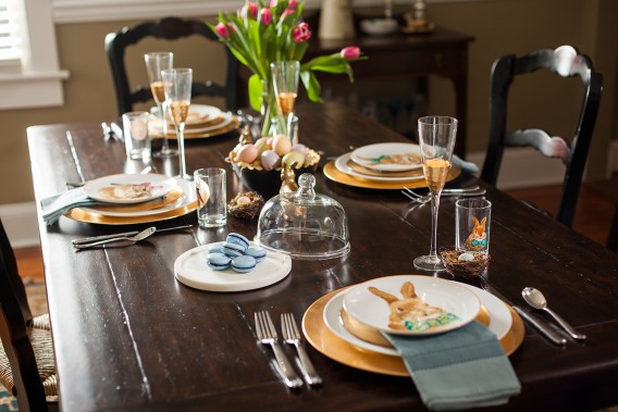 A hipster bunny Easter tablescape.